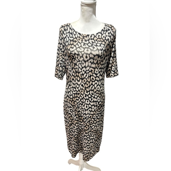 Talbots neutral Leopard Print bodycon Dress Size Medium - Picture 1 of 7